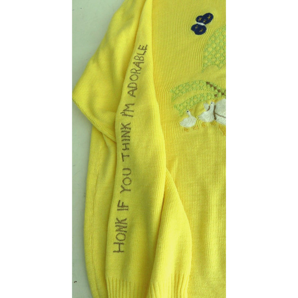 Embroidered Ducks Sweater Women's L/XL Honk If I Am Adorable Novelty Ducky OOAK - Picture 3 of 12